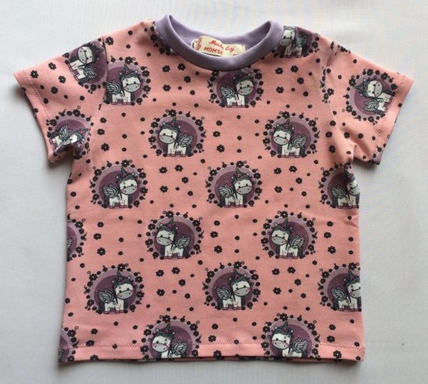 Baby t-shirt med baby enhjørning - oeko-tex - bomulad-elastan